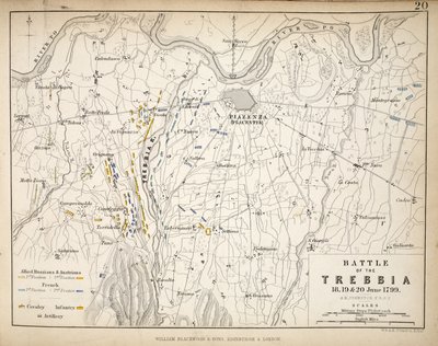 Map of the Battle of Trebbia, published by William Blackwood and Sons, Edinburgh and London, 1848 by Alexander Keith Johnston